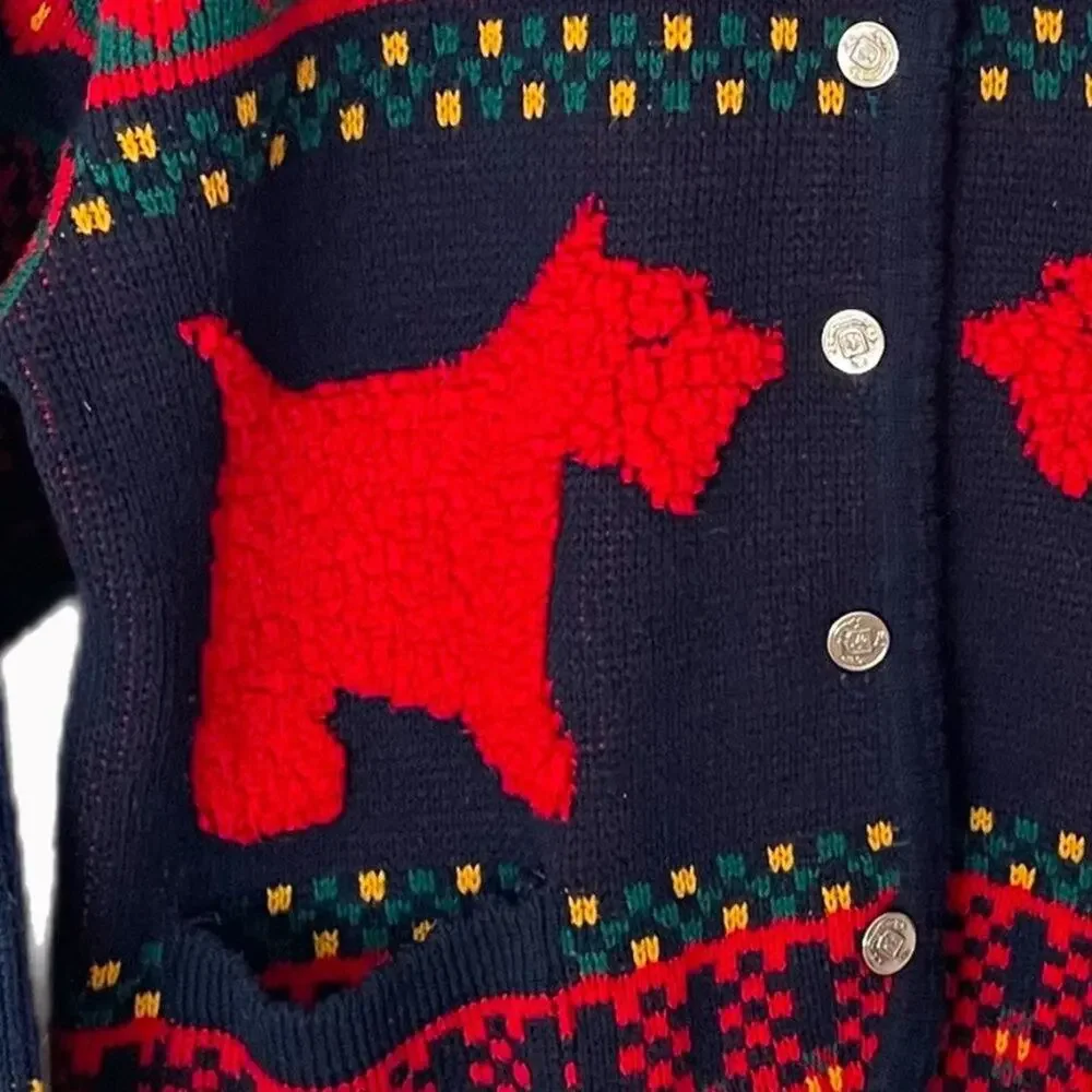 Vintage 90s Casual Corner Scottie Dog Sweater Sz S